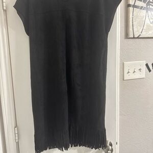 Chico's Black Sleeveless Fringe Shift Dress